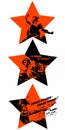 Victory Day. Feast on May 9th. Red stars with Soviet silhouettes calls
