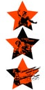 Victory Day. Feast on May 9th. Red stars with Soviet silhouettes calls Royalty Free Stock Photo