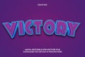 Victory editable text effect purple color 3 dimension emboss comic style