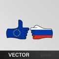 victory eu attack russia hand gesture colored icon. Elements of flag illustration icon. Signs and symbols can be used for web,