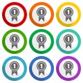 Victory, first, winner vector icons, set of colorful flat design buttons for webdesign and mobile applications Royalty Free Stock Photo