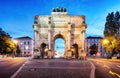 Victory Gate in Munich - Siegestor, Germany at dusk Royalty Free Stock Photo