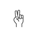 Victory hand gesture line icon