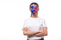 Victory, happy and goal scream emotions of Icelander football fan Royalty Free Stock Photo