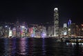 Victory Harbour with view to Two International Finance Centre by night, Hong Kong Royalty Free Stock Photo