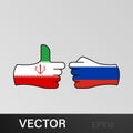 victory iran attack russia hand gesture colored icon. Elements of flag illustration icon. Signs and symbols can be used for web,