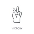 Victory linear icon. Modern outline Victory logo concept on whit Royalty Free Stock Photo