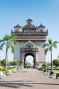 Patuxai Victory Monument is The Landmark of Vientiane City, Laos. Royalty Free Stock Photo