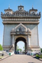 Patuxai Victory Monument is The Landmark of Vientiane City, Laos. Royalty Free Stock Photo
