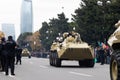 The Victory Parade in baku - Azerbaijan: 10 December 2020. power demonstration from Azerbaijan Army. BTR-82A Armoured Royalty Free Stock Photo