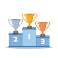 Victory podium with gift cups Royalty Free Stock Photo