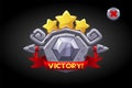 Victory pop up, stone banner ui game assets.