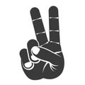 Victory silhouette peace V sign hand gesture index middle fingers raised parted icon design vector illustration Royalty Free Stock Photo