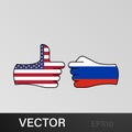 victory usa attack russia hand gesture colored icon. Elements of flag illustration icon. Signs and symbols can be used for web,