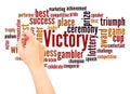 Victory word cloud hand writing concept Royalty Free Stock Photo
