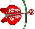 Victory is Yours Bow and Arrow Words Royalty Free Stock Photo