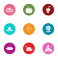 Victuals icons set, flat style