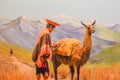 Vicugna and Man from Andes Mountains Exhibit
