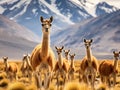 Vicunas in the peruvian Andes Arequipa Royalty Free Stock Photo