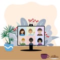 Illustration of a Video Call on a Computer Royalty Free Stock Photo