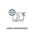 Video Advertising icon thin line style. Symbol from online marketing icons collection. Outline video advertising icon Royalty Free Stock Photo