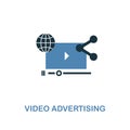 Video Advertising icon in two colors. Creative design from online marketing icon collection. UI and UX. Pixel perfect video advert