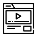 Video advertising line icon vector black illustration