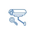 Video alarm line icon concept. Video alarm flat  vector symbol, sign, outline illustration. Royalty Free Stock Photo