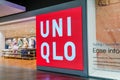 Video animation Commercial sign and logo of a Uniqlo store, a commercial brand of Fast Retailing, a Japanese clothing Royalty Free Stock Photo