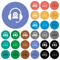Video assistance solid round flat multi colored icons Royalty Free Stock Photo