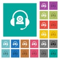 Video assistance solid square flat multi colored icons Royalty Free Stock Photo