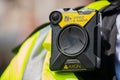 Video and Audio body camera worn by UK police officers. Royalty Free Stock Photo