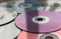 Video and audio CDs on the table Royalty Free Stock Photo