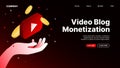 Video Blog Monetization. Landing Page for Video Platform Service Website