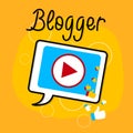 Video Blog Tablet Player Interface Icon Bloggind Concept