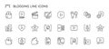 Video blogger line icons. Ifluencer social media subscription, message and comment in linear style, people acting and