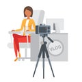 Video blogger making stream. Vlogger vector illustration
