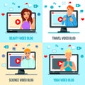 Video Bloggers Characters Flat Concept