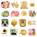 Video Bloggers Icons Set