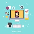 Video blogging concept. Template blogging infographics. Blog