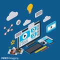 Video blogging flat 3d isometric vector concept