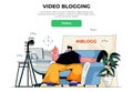 Video blogging web banner concept. Man blogger or vlogger Royalty Free Stock Photo