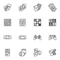 Video and board games line icons set Royalty Free Stock Photo