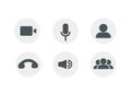 Video cal icons set. Media device infographic with flat icons set. Royalty Free Stock Photo