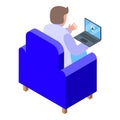 Video call in armchair icon, isometric style Royalty Free Stock Photo