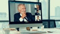 Video call business people meeting on virtual workplace or remote office Royalty Free Stock Photo