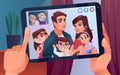 Video call family chat on tablet with parents