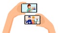 Video call, friends conversation illustration