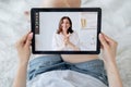 video call home e-learning online teacher tablet Royalty Free Stock Photo
