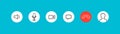 Video call icon. Button of chat, mute, microphone and camera. Interface icon for online conference, meeting and webinar. Set of